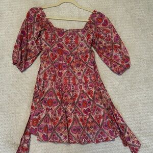 Karlie Pink and Red Patterned Mini Dress